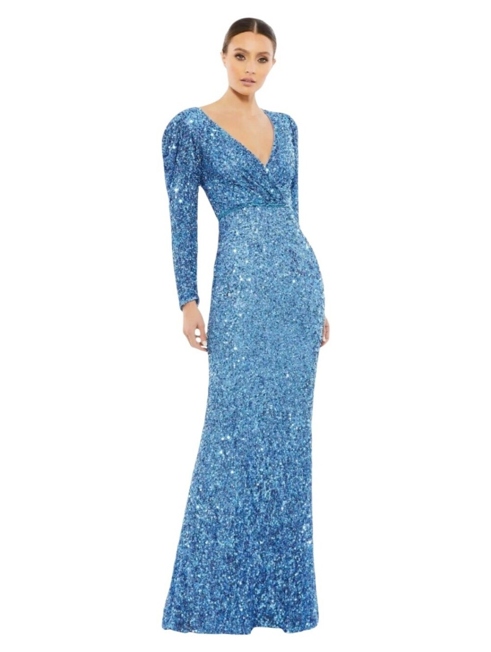 Mac Duggal 5510 NWT Blue Sequined Surplice Gown
